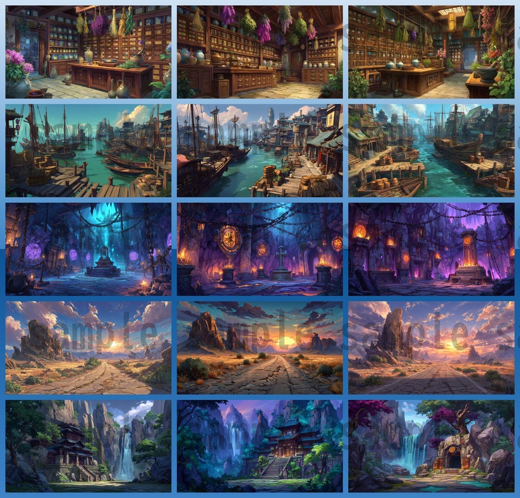 【276枚】中国ファンタジー 風景イラスト【著作権フリー素材】中華背景画像