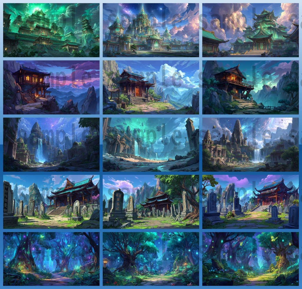 【276枚】中国ファンタジー 風景イラスト【著作権フリー素材】中華背景画像