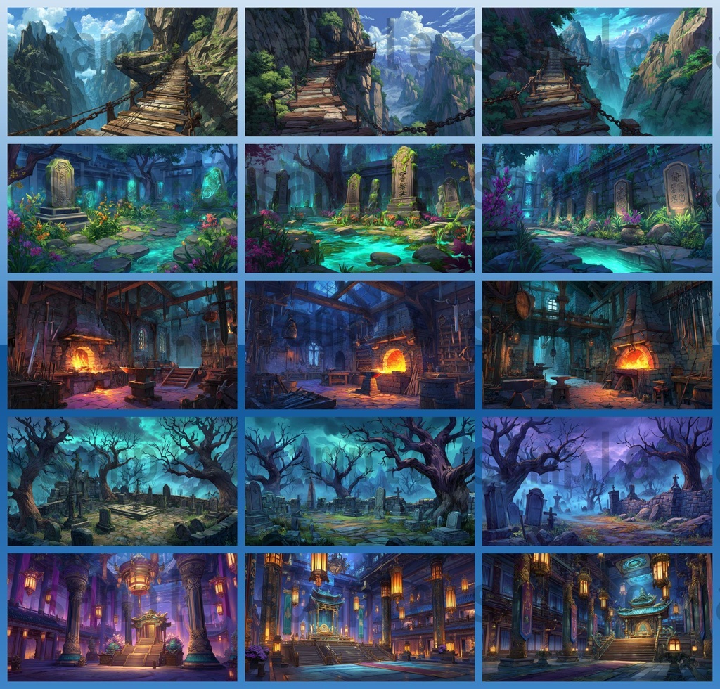 【276枚】中国ファンタジー 風景イラスト【著作権フリー素材】中華背景画像