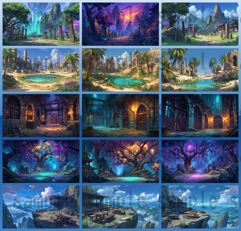 【276枚】中国ファンタジー 風景イラスト【著作権フリー素材】中華背景画像