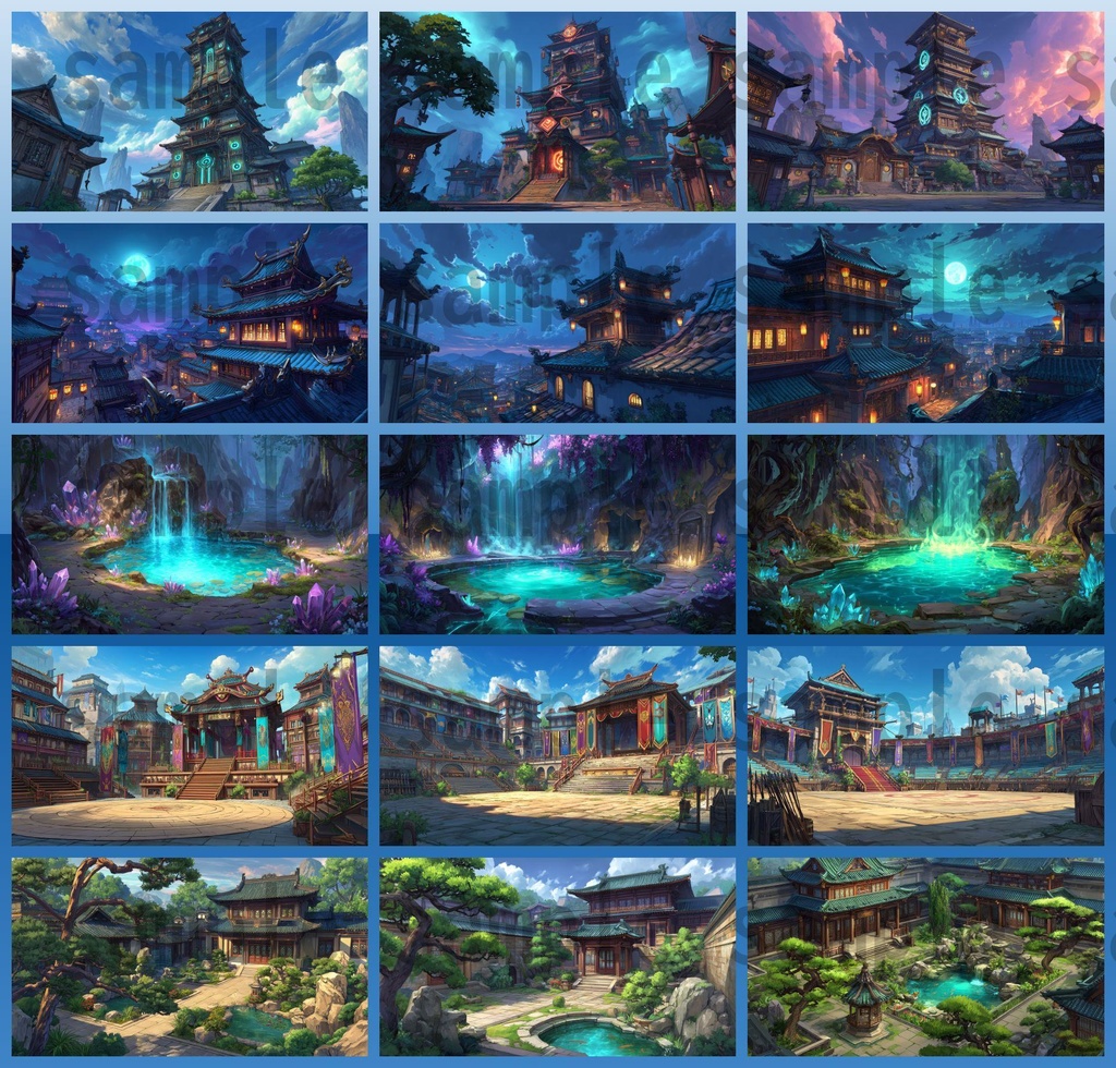 【276枚】中国ファンタジー 風景イラスト【著作権フリー素材】中華背景画像