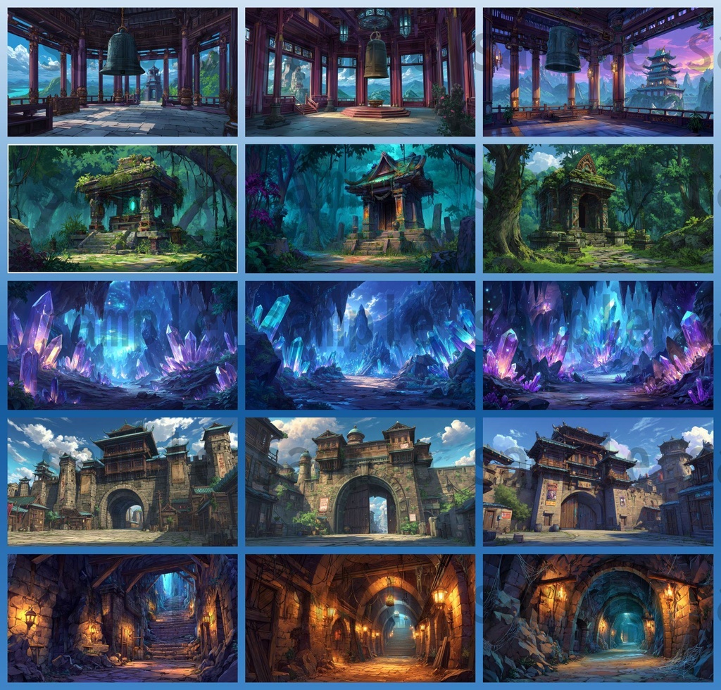 【276枚】中国ファンタジー 風景イラスト【著作権フリー素材】中華背景画像