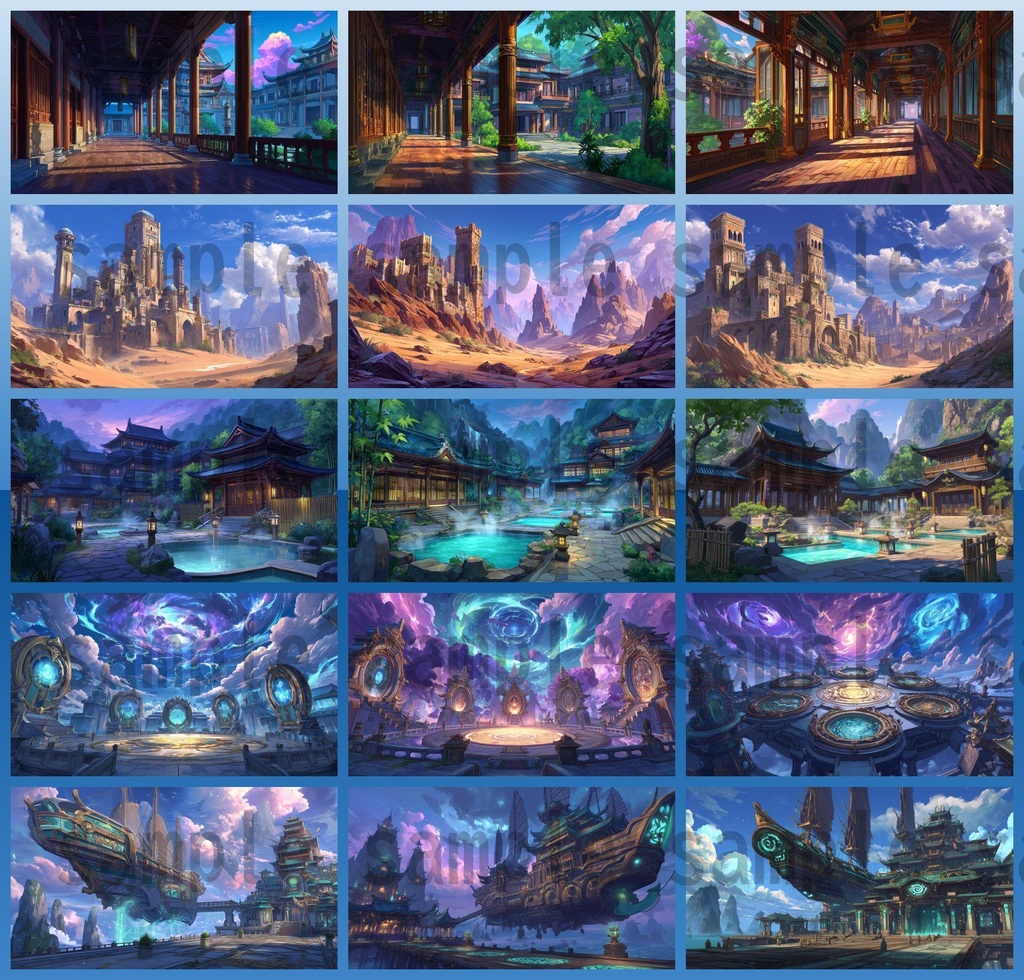 【276枚】中国ファンタジー 風景イラスト【著作権フリー素材】中華背景画像