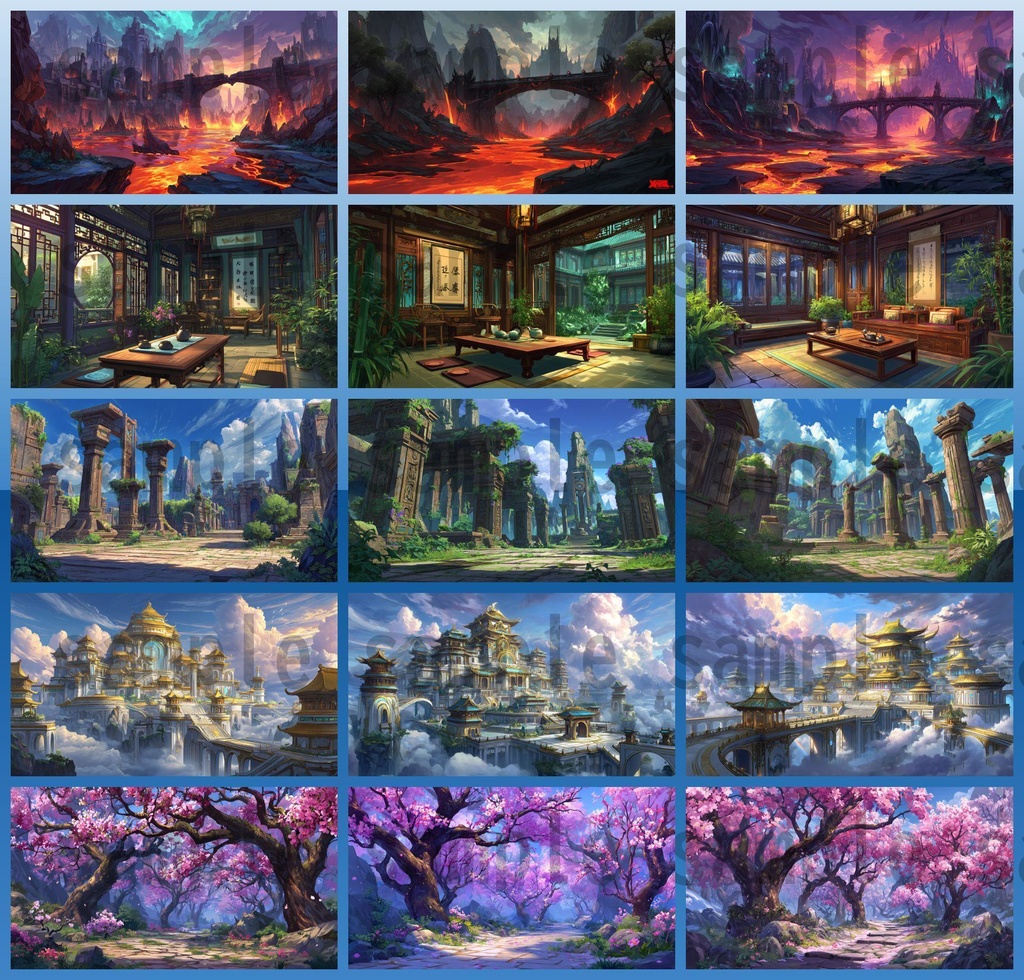 【276枚】中国ファンタジー 風景イラスト【著作権フリー素材】中華背景画像