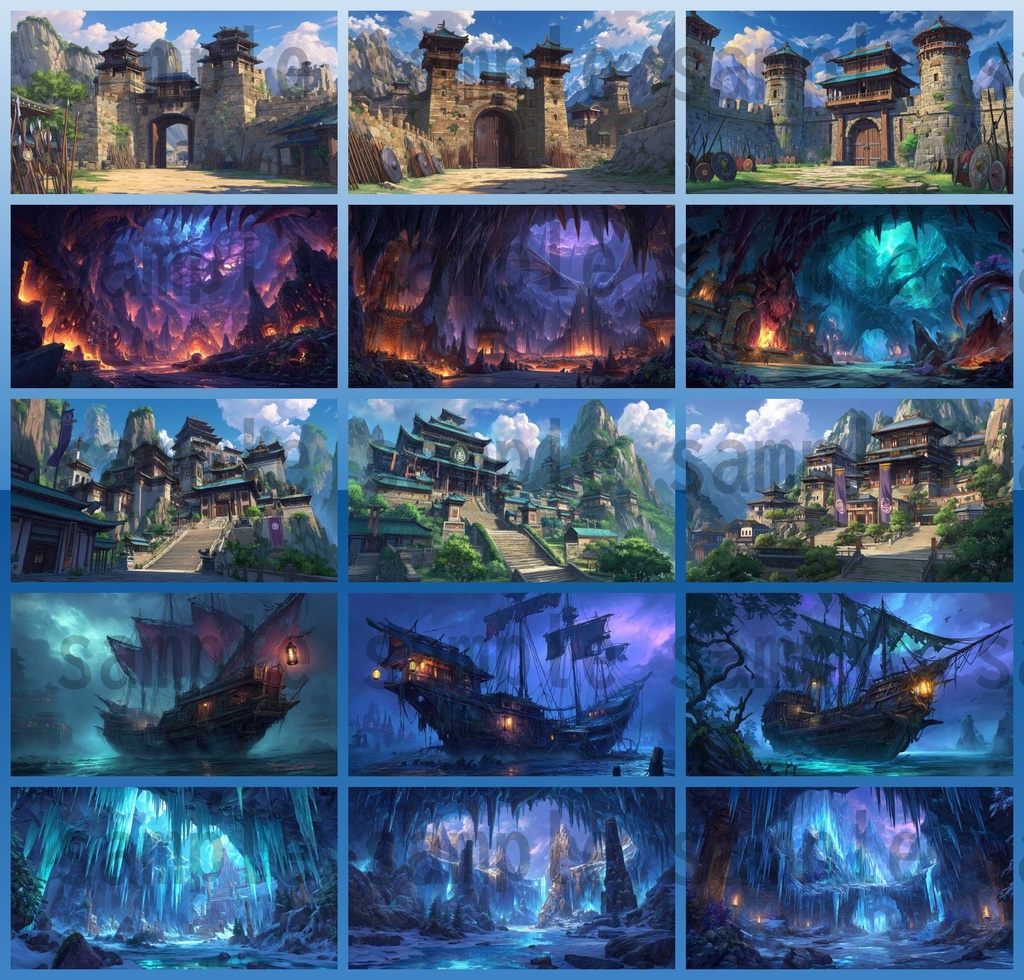 【276枚】中国ファンタジー 風景イラスト【著作権フリー素材】中華背景画像