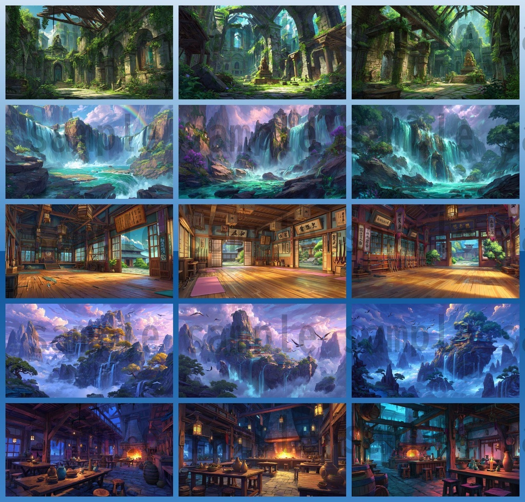 【276枚】中国ファンタジー 風景イラスト【著作権フリー素材】中華背景画像