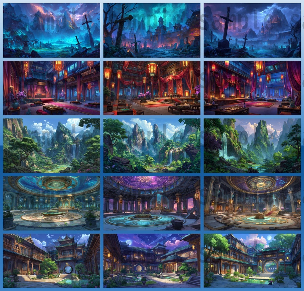 【276枚】中国ファンタジー 風景イラスト【著作権フリー素材】中華背景画像