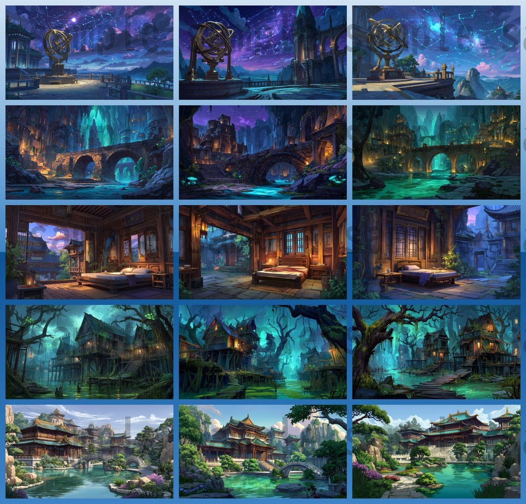 【276枚】中国ファンタジー 風景イラスト【著作権フリー素材】中華背景画像