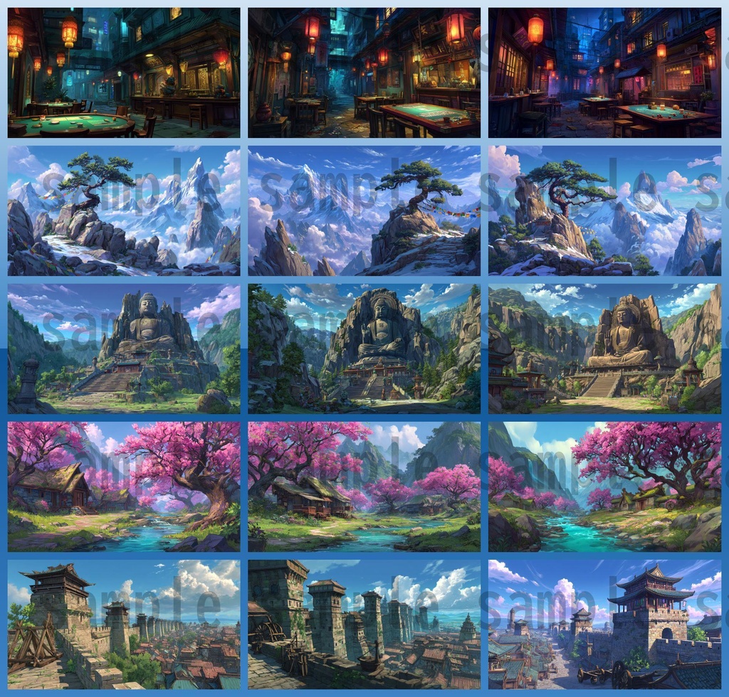 【276枚】中国ファンタジー 風景イラスト【著作権フリー素材】中華背景画像