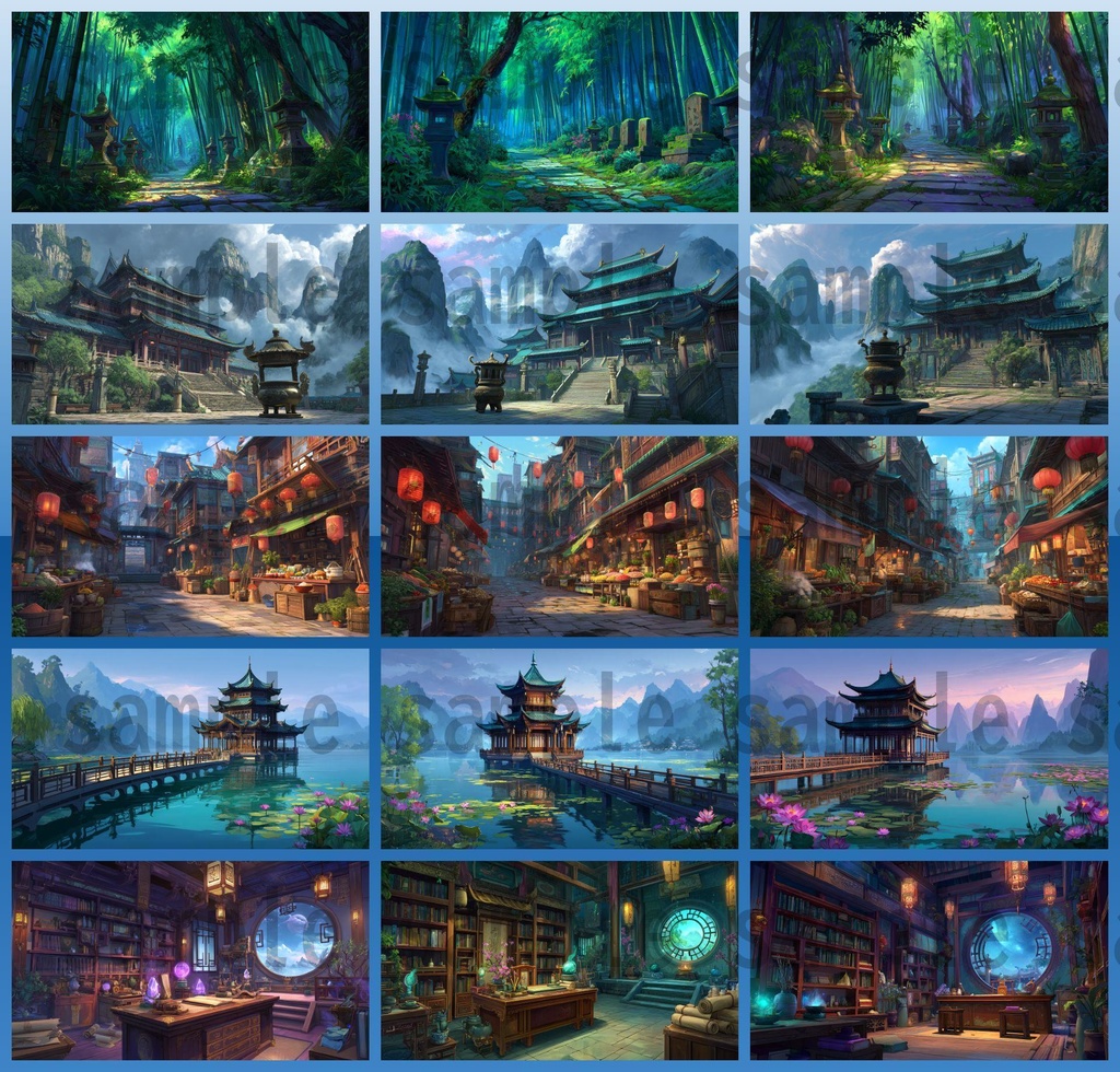 【276枚】中国ファンタジー 風景イラスト【著作権フリー素材】中華背景画像