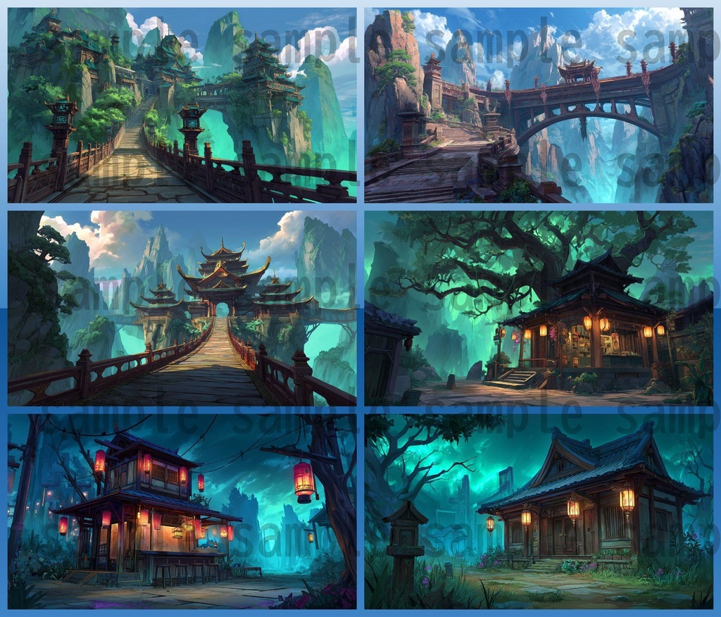 【276枚】中国ファンタジー 風景イラスト【著作権フリー素材】中華背景画像