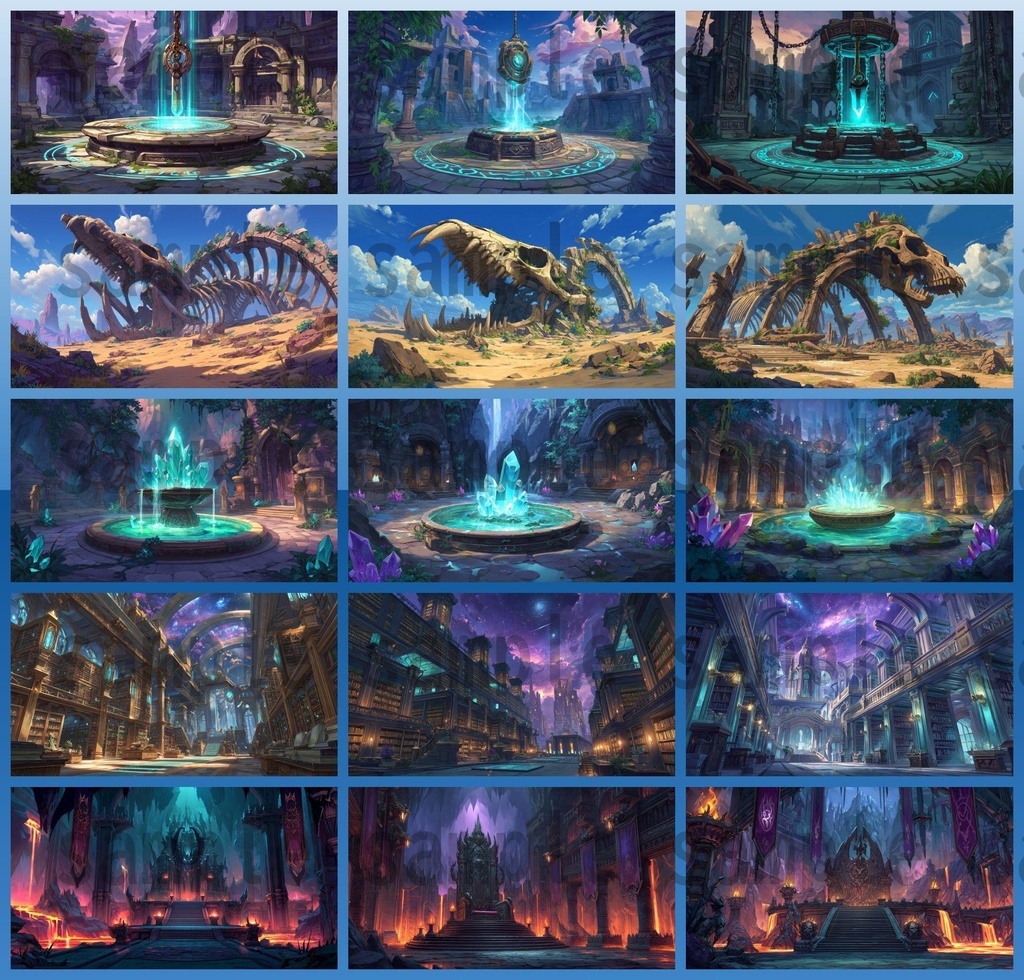 【276枚】中国ファンタジー 風景イラスト【著作権フリー素材】中華背景画像