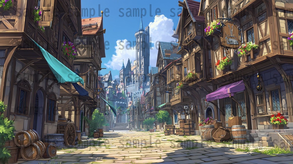 【282枚】ファンタジーRPGの街中の風景・背景イラスト【著作権フリー素材】