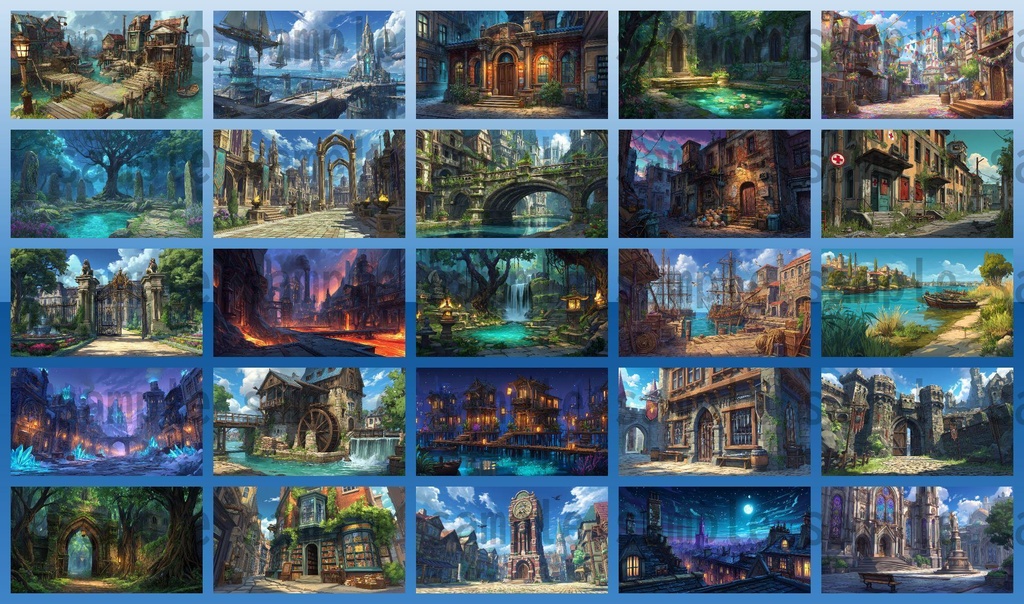 【282枚】ファンタジーRPGの街中の風景・背景イラスト【著作権フリー素材】