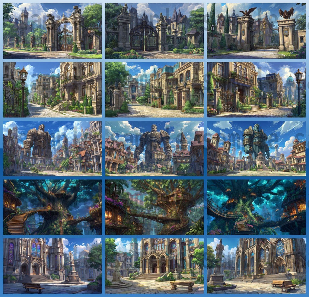 【282枚】ファンタジーRPGの街中の風景・背景イラスト【著作権フリー素材】