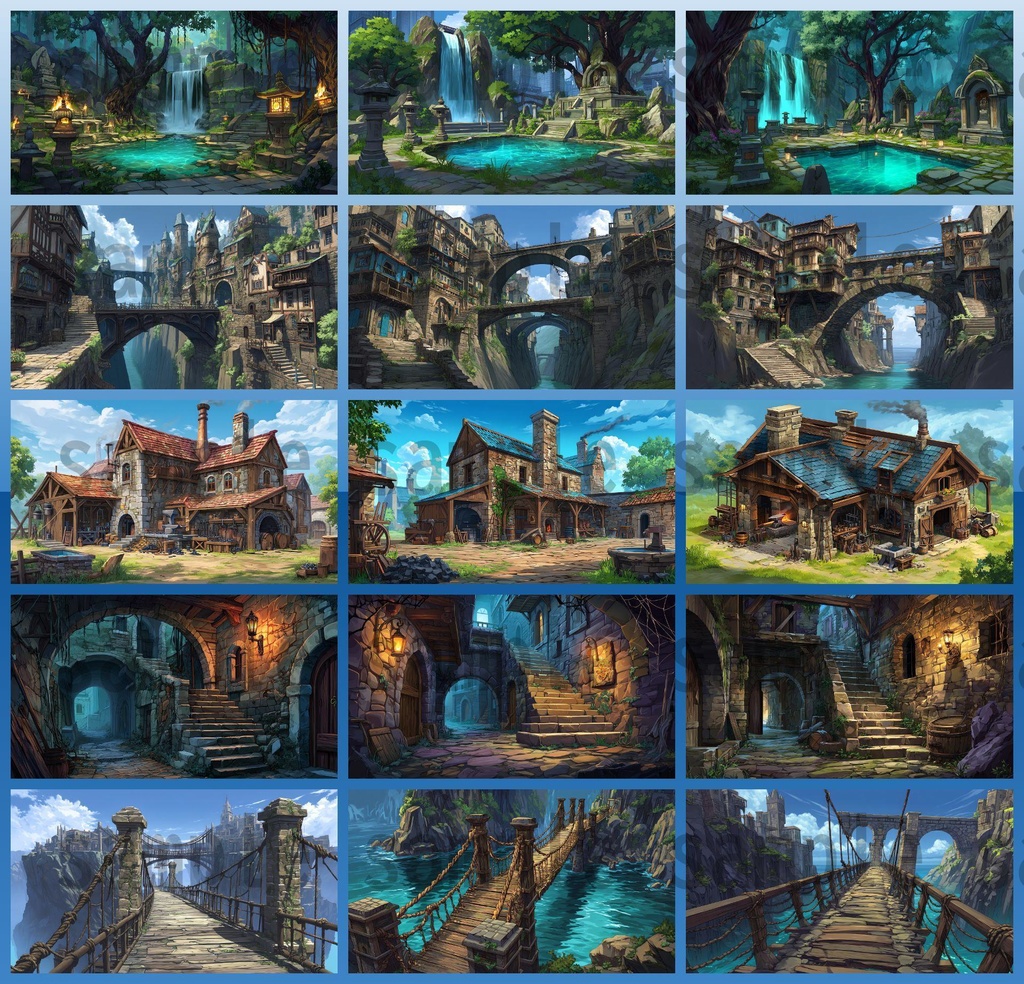 【282枚】ファンタジーRPGの街中の風景・背景イラスト【著作権フリー素材】