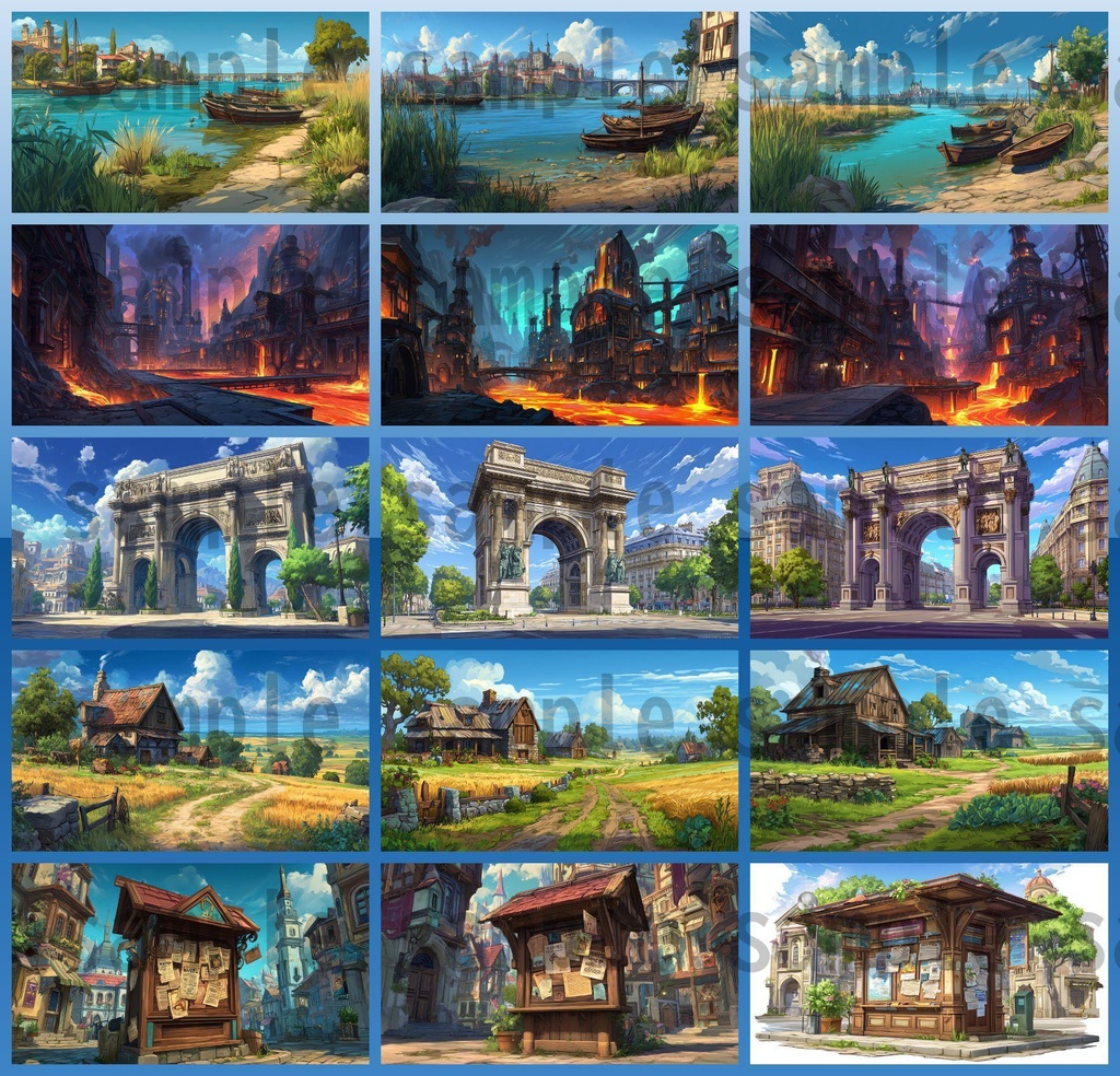 【282枚】ファンタジーRPGの街中の風景・背景イラスト【著作権フリー素材】