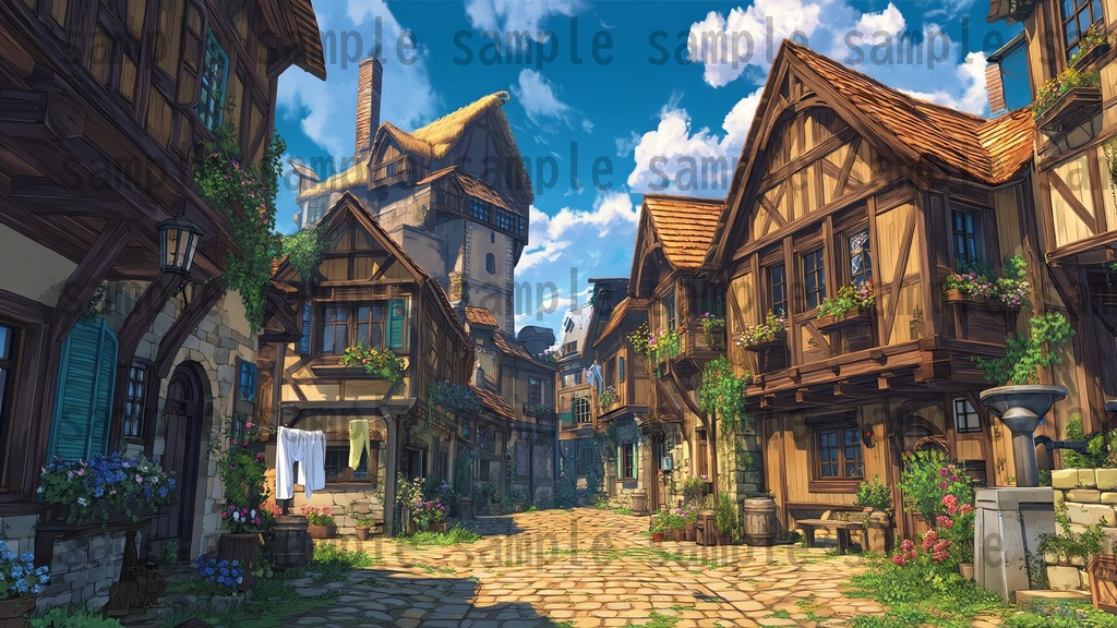 【282枚】ファンタジーRPGの街中の風景・背景イラスト【著作権フリー素材】