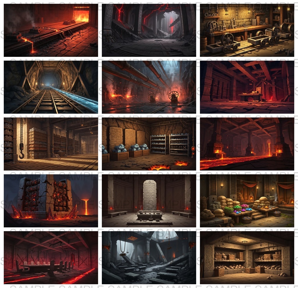 【122枚】地下鉱山 ファンタジー背景イラスト【著作権フリー素材】