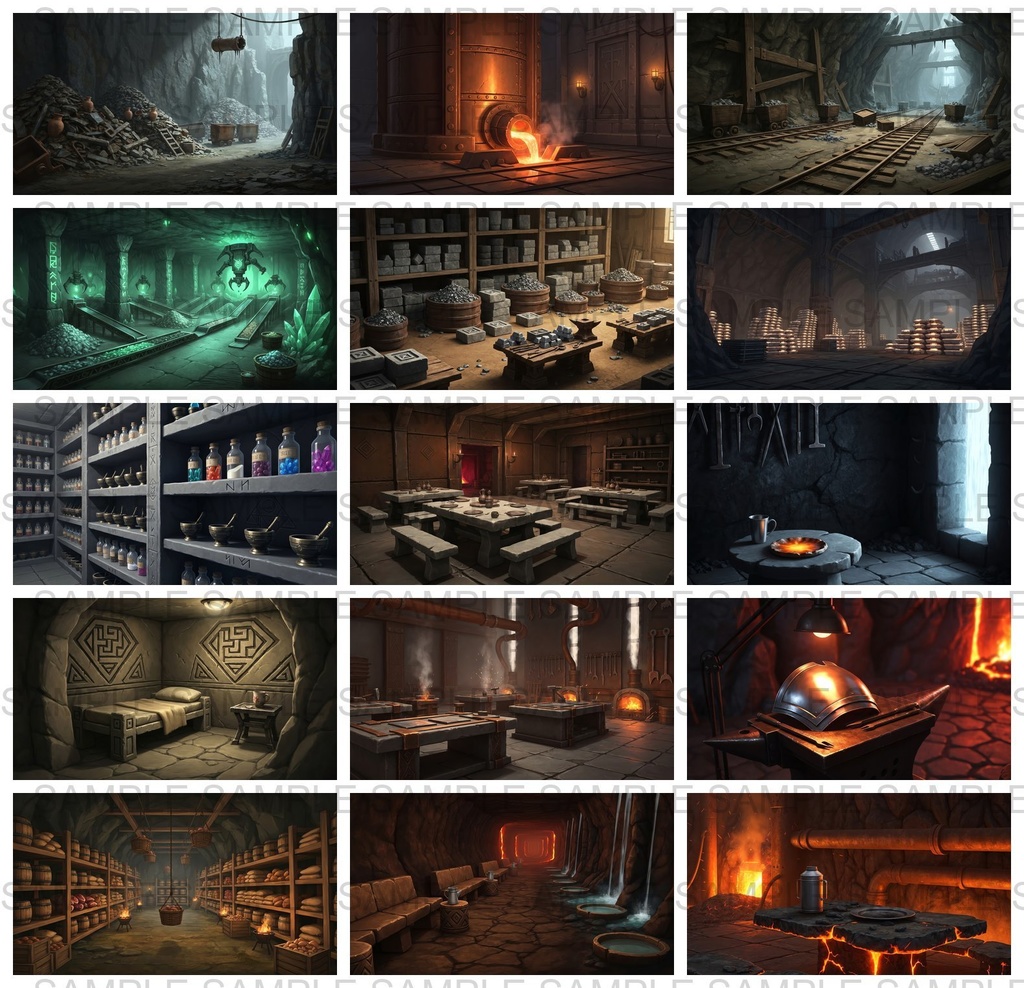 【122枚】地下鉱山 ファンタジー背景イラスト【著作権フリー素材】