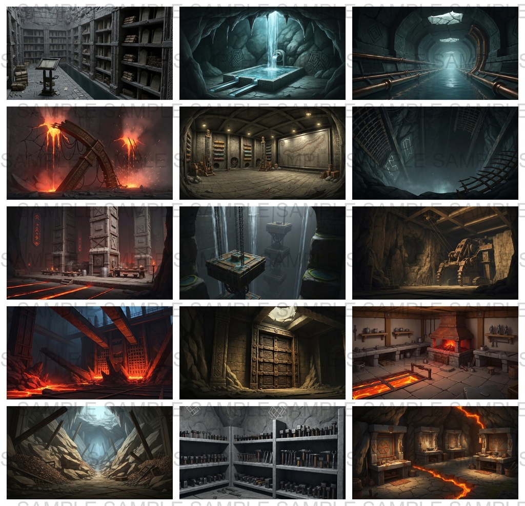 【122枚】地下鉱山 ファンタジー背景イラスト【著作権フリー素材】