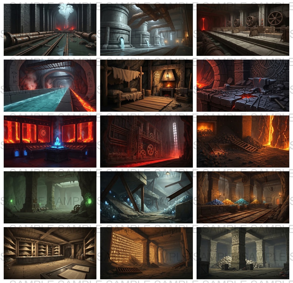 【122枚】地下鉱山 ファンタジー背景イラスト【著作権フリー素材】