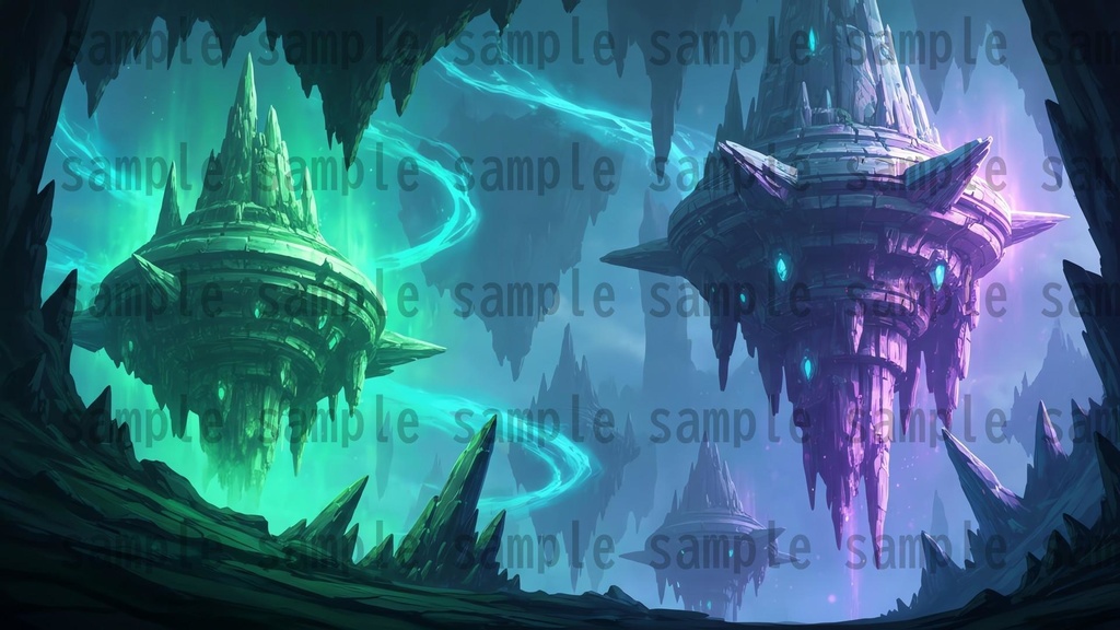 【141 枚】失われた超古代文明の機械遺跡(魔法×メカ) ファンタジー背景イラスト【著作権フリー】