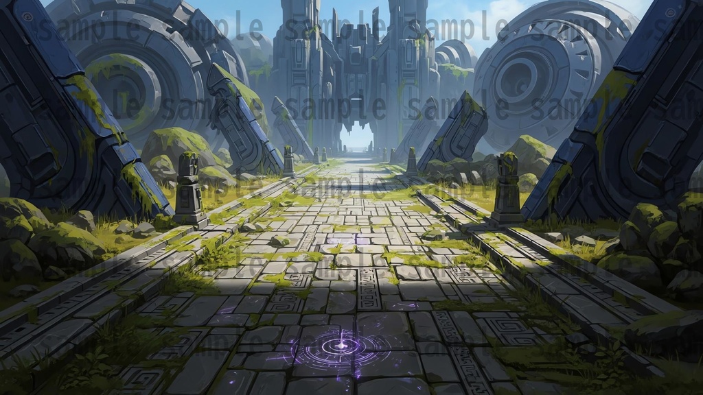 【141 枚】失われた超古代文明の機械遺跡(魔法×メカ) ファンタジー背景イラスト【著作権フリー】