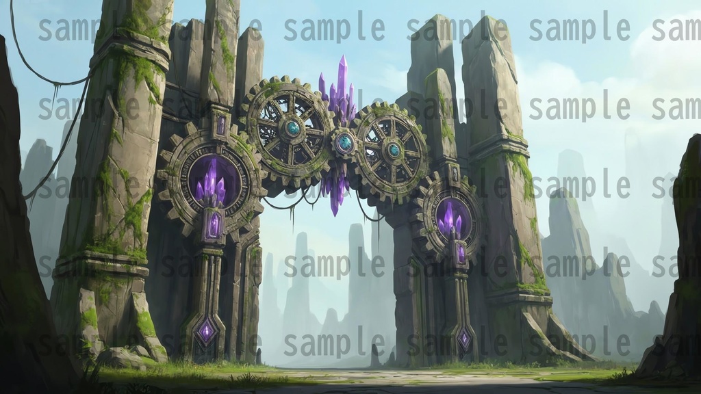 【141 枚】失われた超古代文明の機械遺跡(魔法×メカ) ファンタジー背景イラスト【著作権フリー】