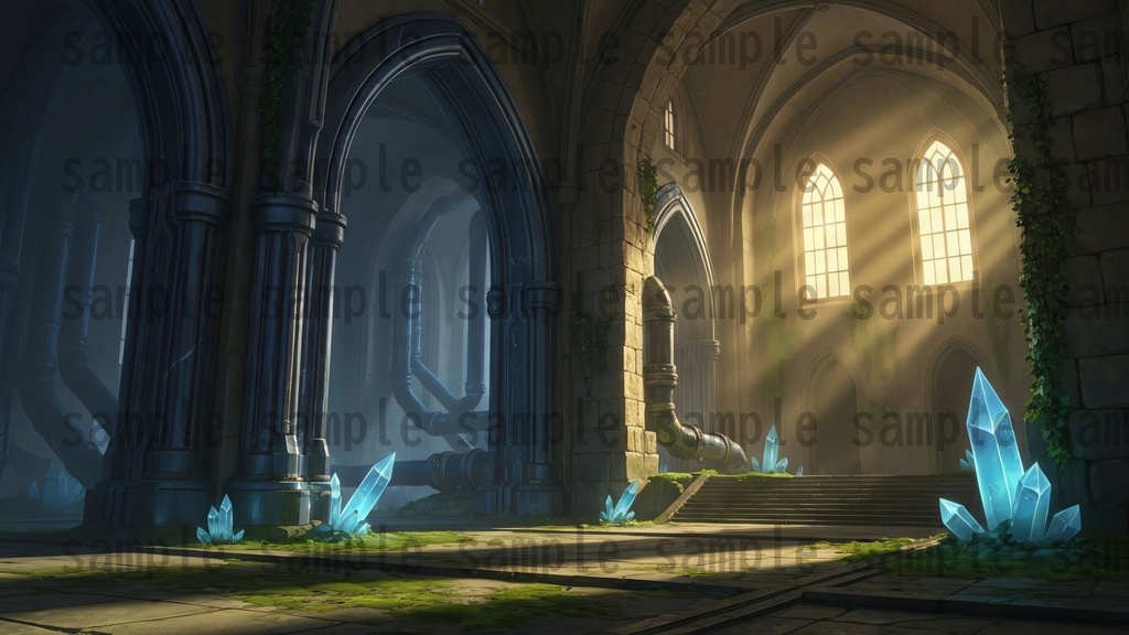 【141 枚】失われた超古代文明の機械遺跡(魔法×メカ) ファンタジー背景イラスト【著作権フリー】