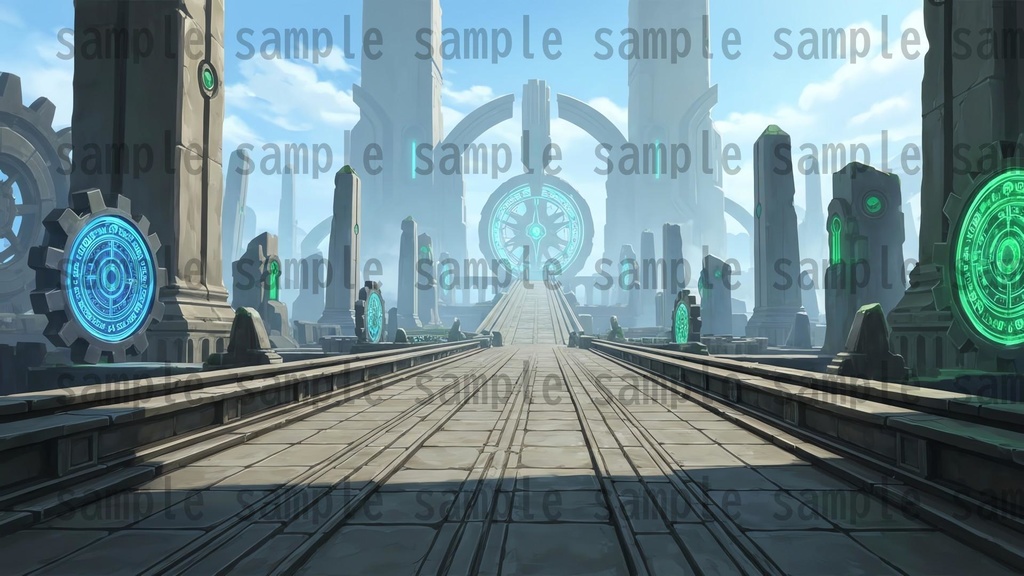 【141 枚】失われた超古代文明の機械遺跡(魔法×メカ) ファンタジー背景イラスト【著作権フリー】