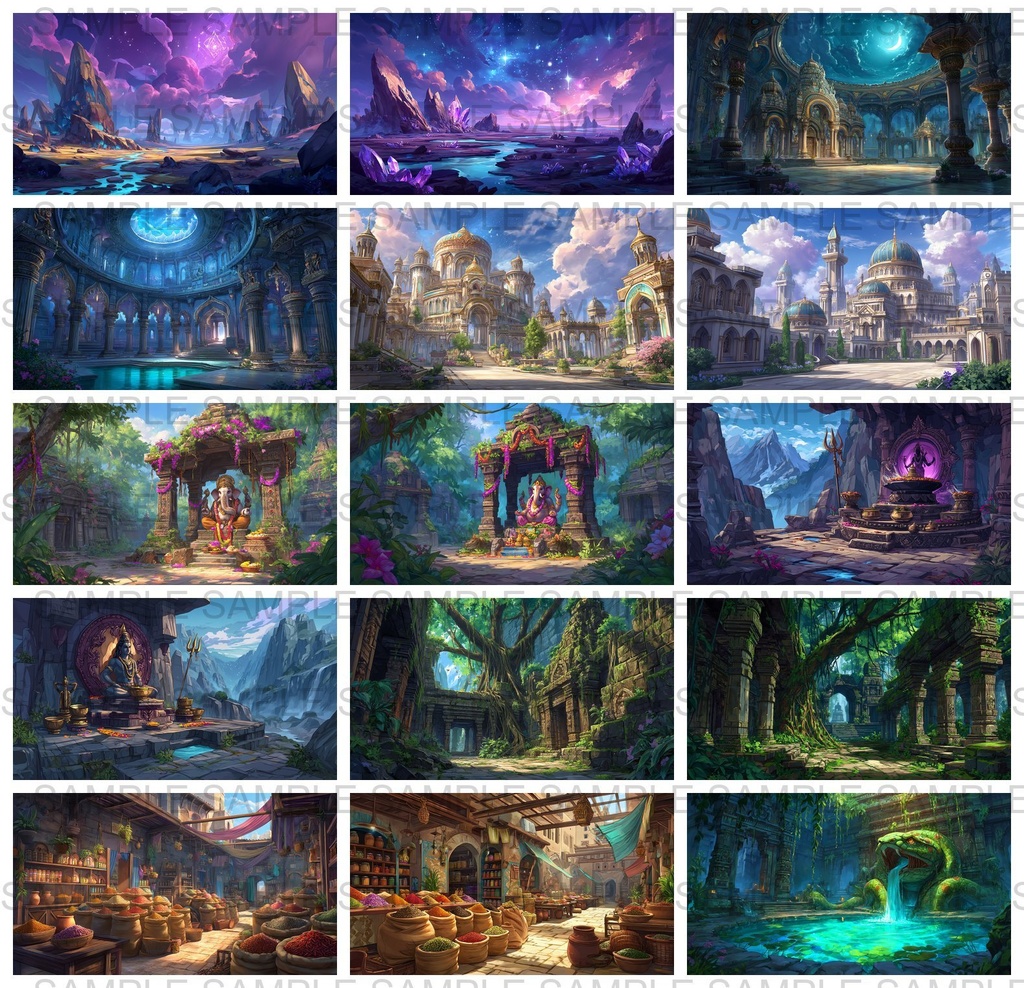 【176枚】古代インドファンタジー背景イラスト【著作権フリー画像】