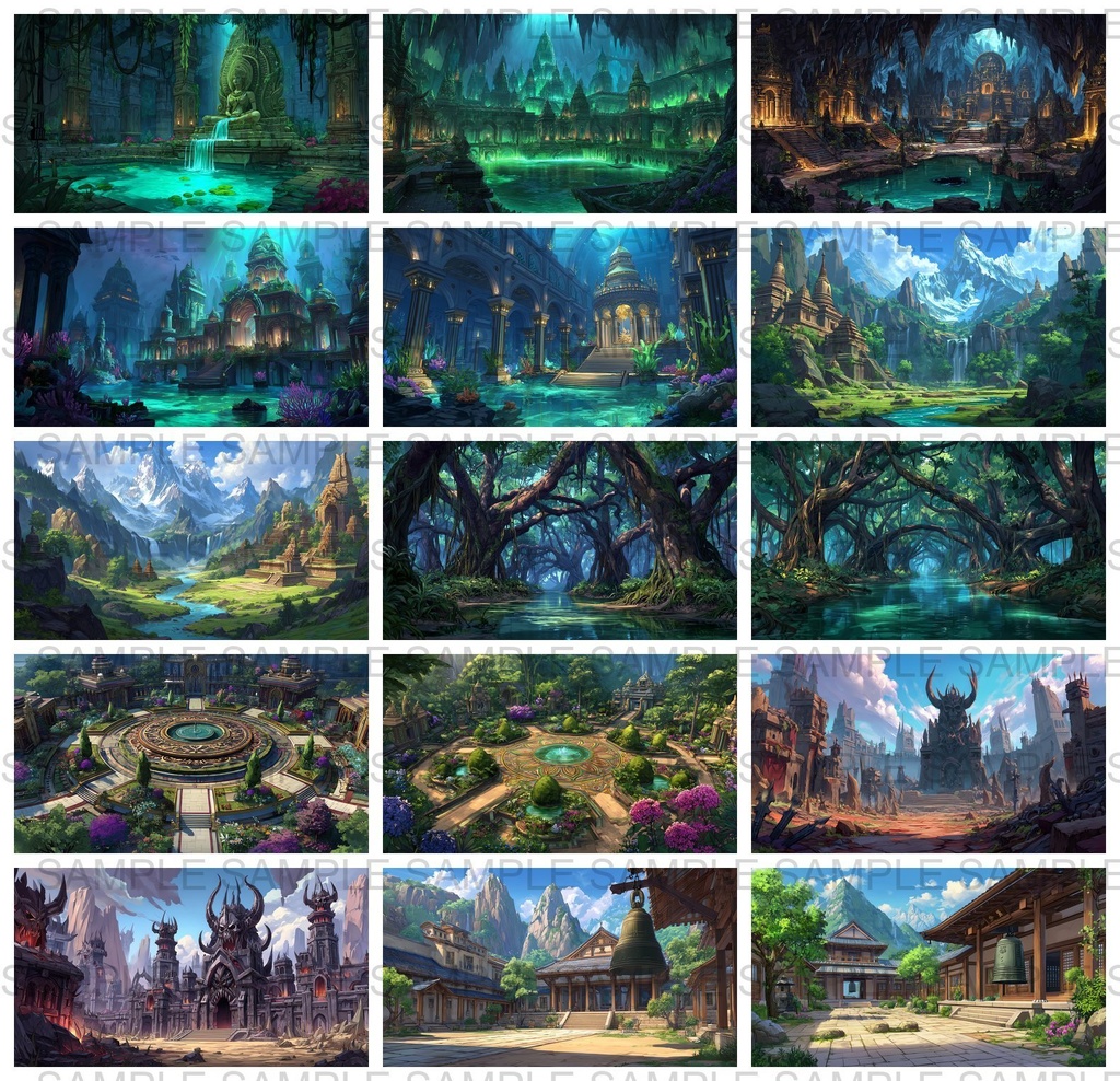 【176枚】古代インドファンタジー背景イラスト【著作権フリー画像】