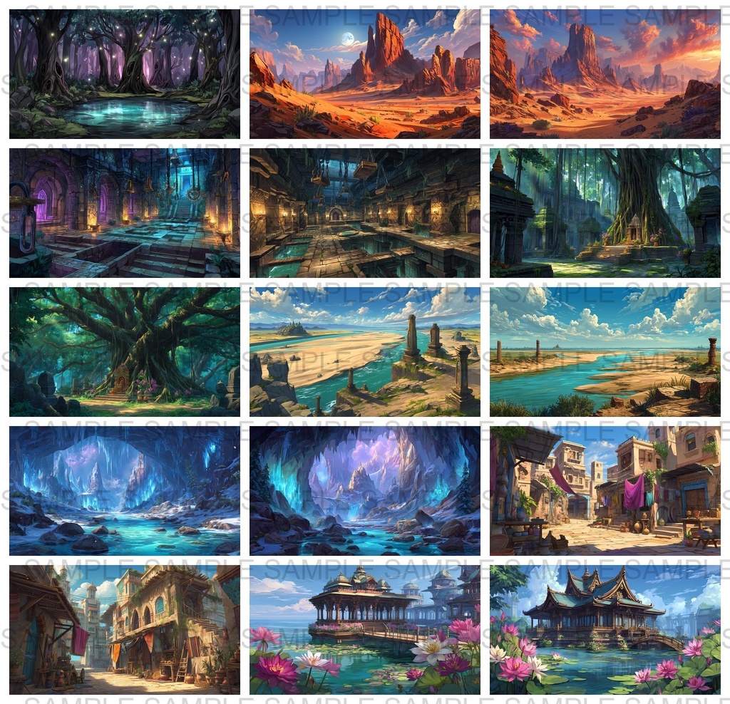 【176枚】古代インドファンタジー背景イラスト【著作権フリー画像】