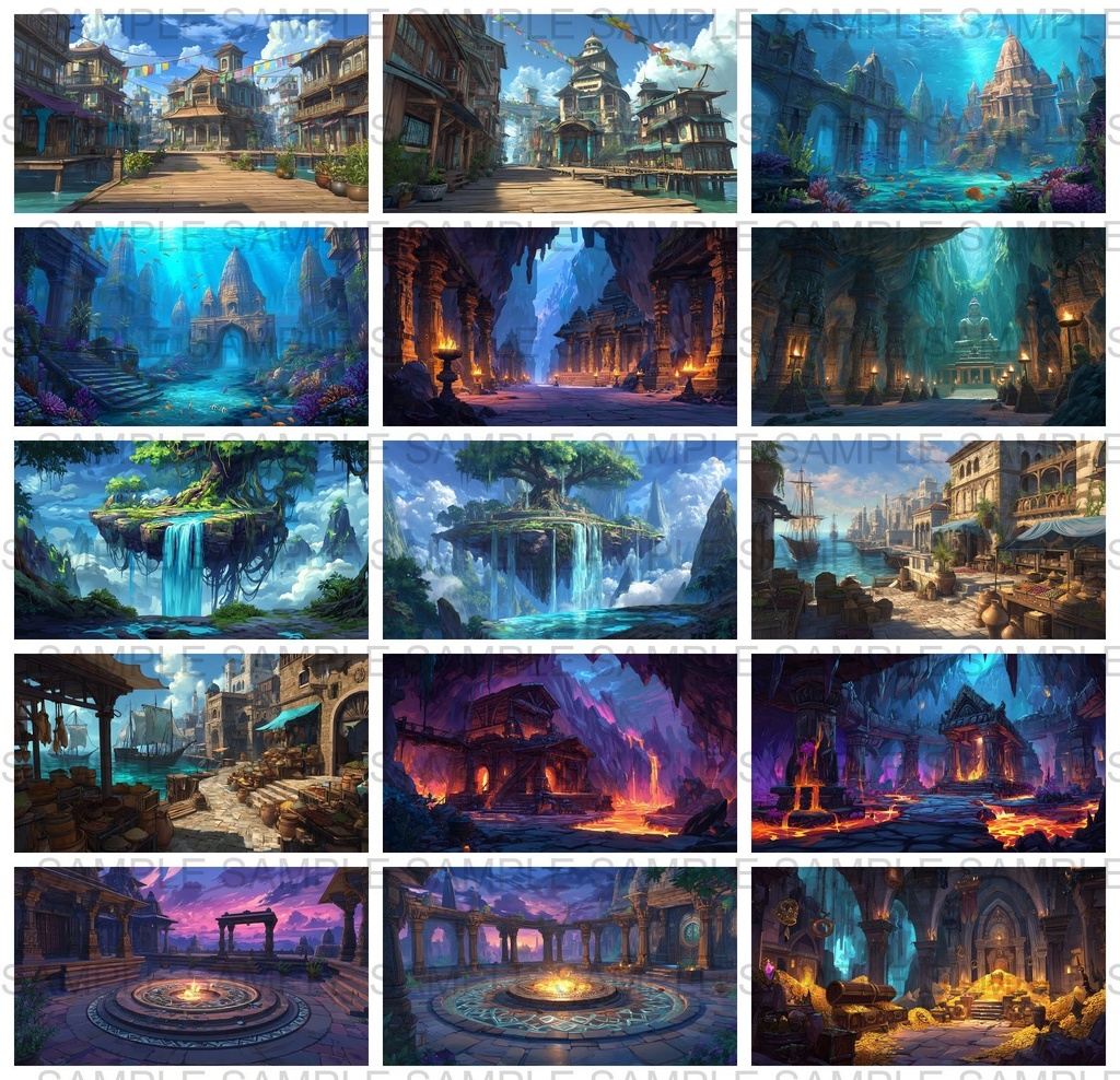 【176枚】古代インドファンタジー背景イラスト【著作権フリー画像】