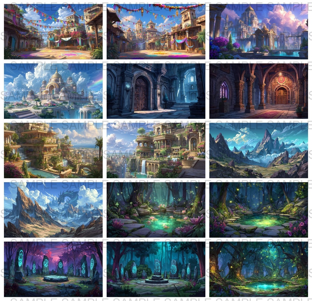 【176枚】古代インドファンタジー背景イラスト【著作権フリー画像】