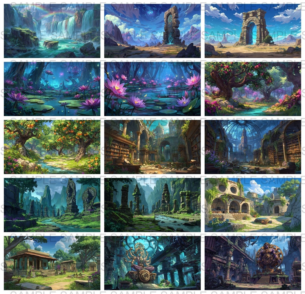 【176枚】古代インドファンタジー背景イラスト【著作権フリー画像】