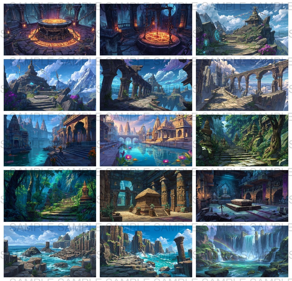 【176枚】古代インドファンタジー背景イラスト【著作権フリー画像】