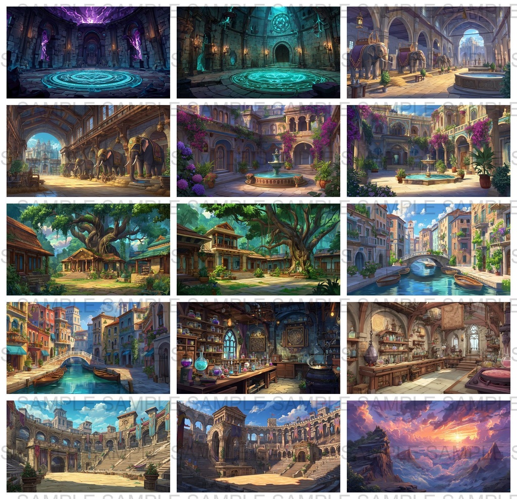 【176枚】古代インドファンタジー背景イラスト【著作権フリー画像】