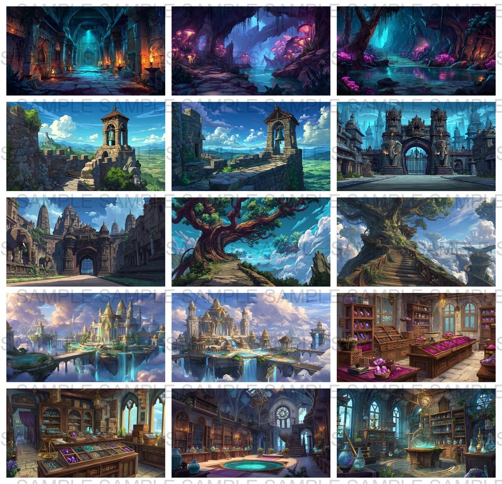 【176枚】古代インドファンタジー背景イラスト【著作権フリー画像】