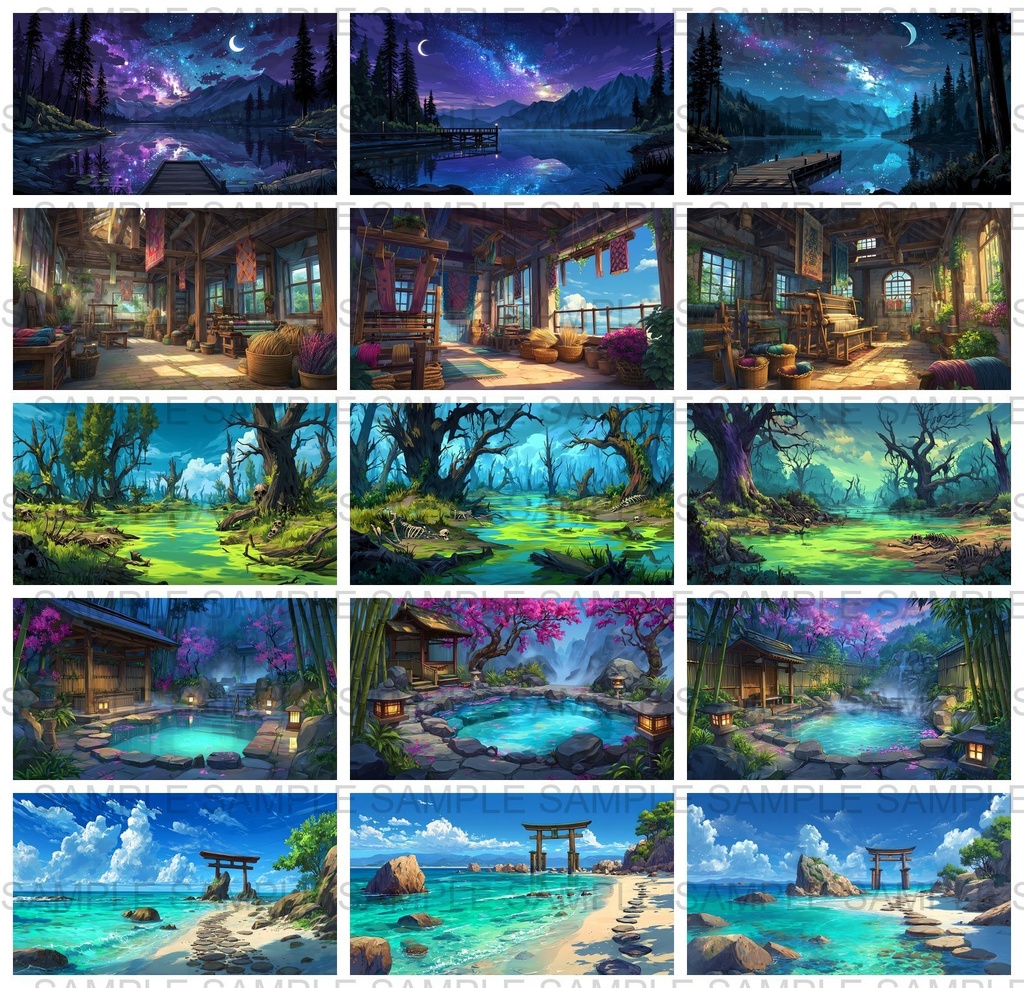 【198枚】古代日本風 ファンタジー背景イラスト【著作権フリー画像】