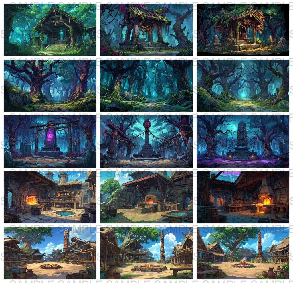 【198枚】古代日本風 ファンタジー背景イラスト【著作権フリー画像】