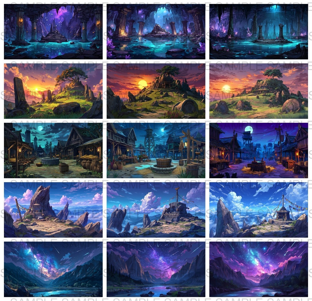 【198枚】古代日本風 ファンタジー背景イラスト【著作権フリー画像】