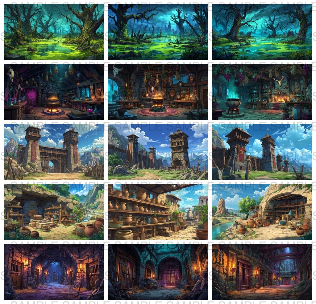 【198枚】古代日本風 ファンタジー背景イラスト【著作権フリー画像】