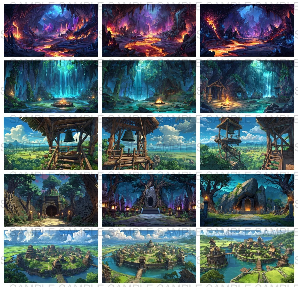 【198枚】古代日本風 ファンタジー背景イラスト【著作権フリー画像】