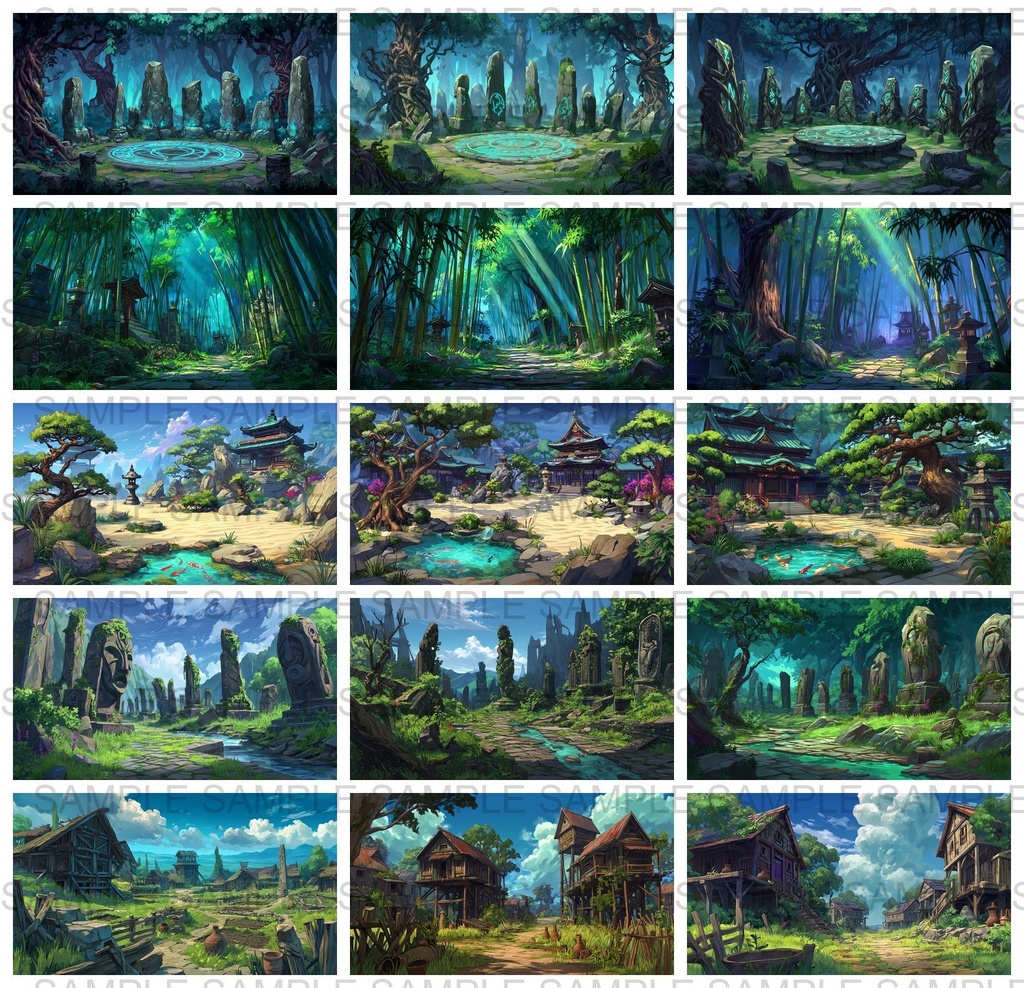 【198枚】古代日本風 ファンタジー背景イラスト【著作権フリー画像】