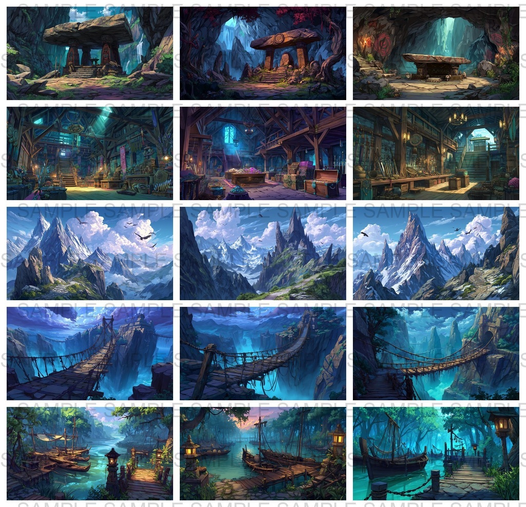 【198枚】古代日本風 ファンタジー背景イラスト【著作権フリー画像】