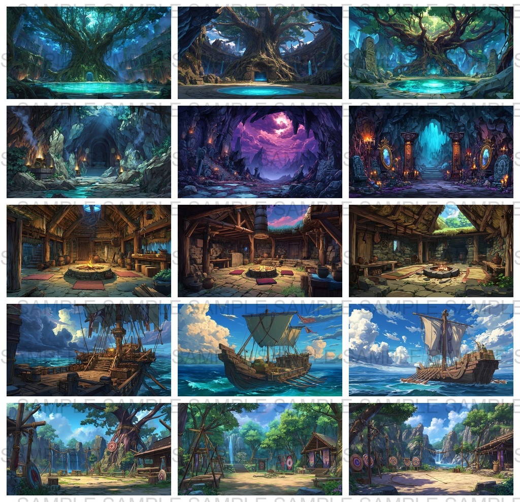 【198枚】古代日本風 ファンタジー背景イラスト【著作権フリー画像】