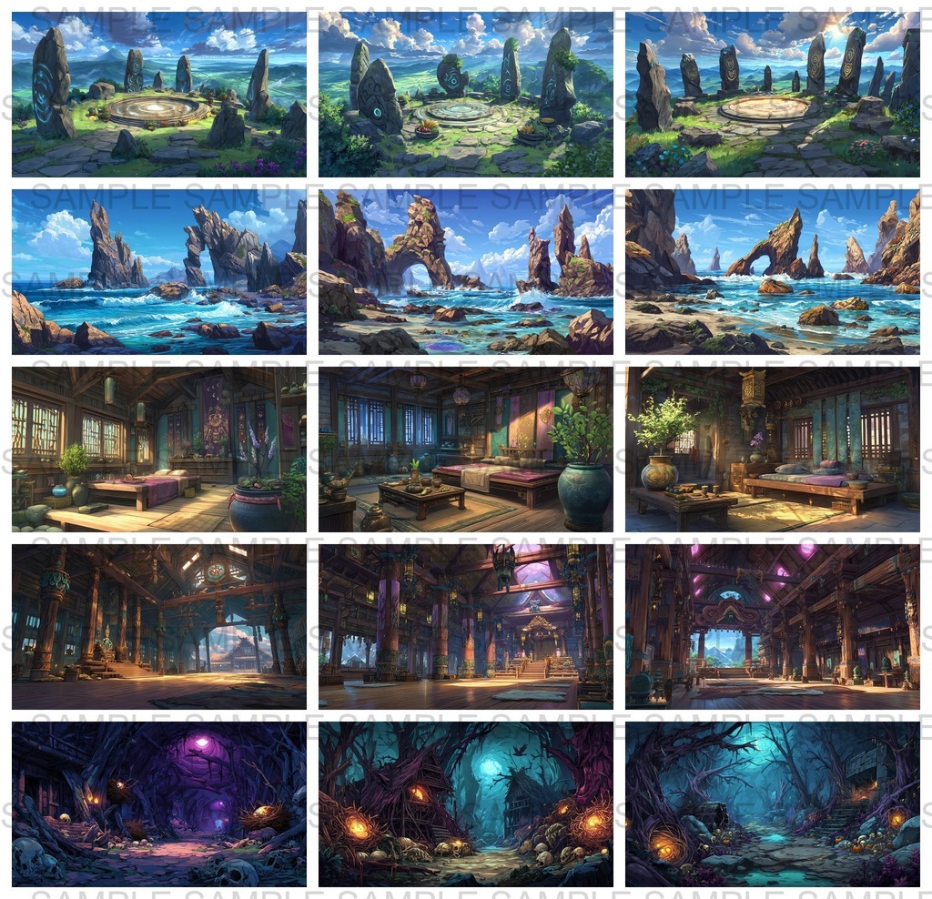 【198枚】古代日本風 ファンタジー背景イラスト【著作権フリー画像】