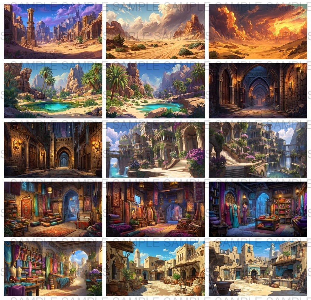 【198枚】古代アラビア ファンタジー背景イラスト【著作権フリー画像】ゲーム・TRPG背景